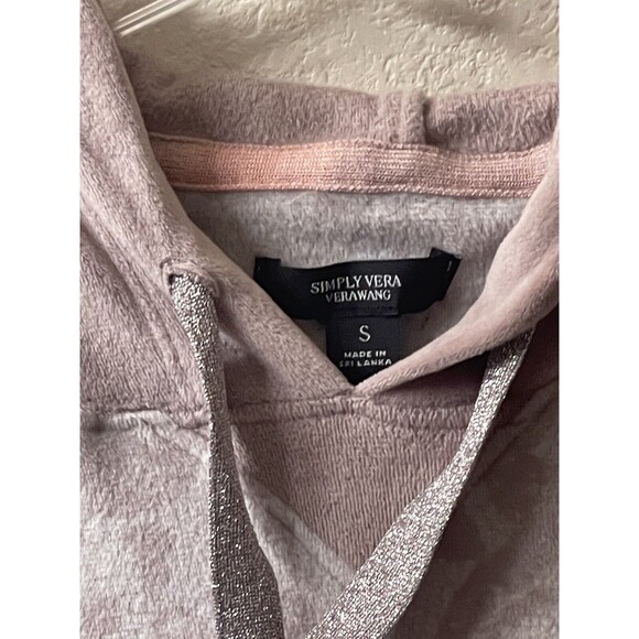 SIMPLY VERA WANG Pink Hooded Extra Soft Velour Lounge Sleep Pullover Top Small - Picture 4 of 11